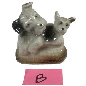 Vtg Ceramic Porcelain Scottie Dog Scottish Terrier Puppies Figure Occupied Japan